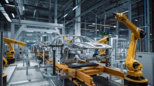 An automotive factory assembly line.