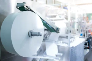 A full automatic plastic sheet extrusion line.